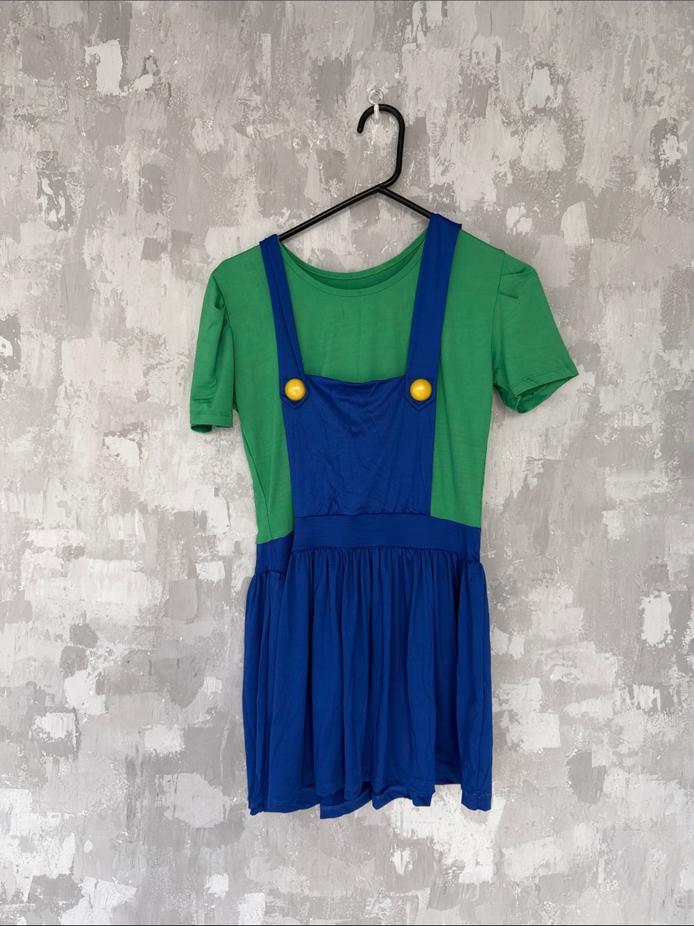 Luigi Green and Blue Kids Pinafore Dress with Yellow Buttons